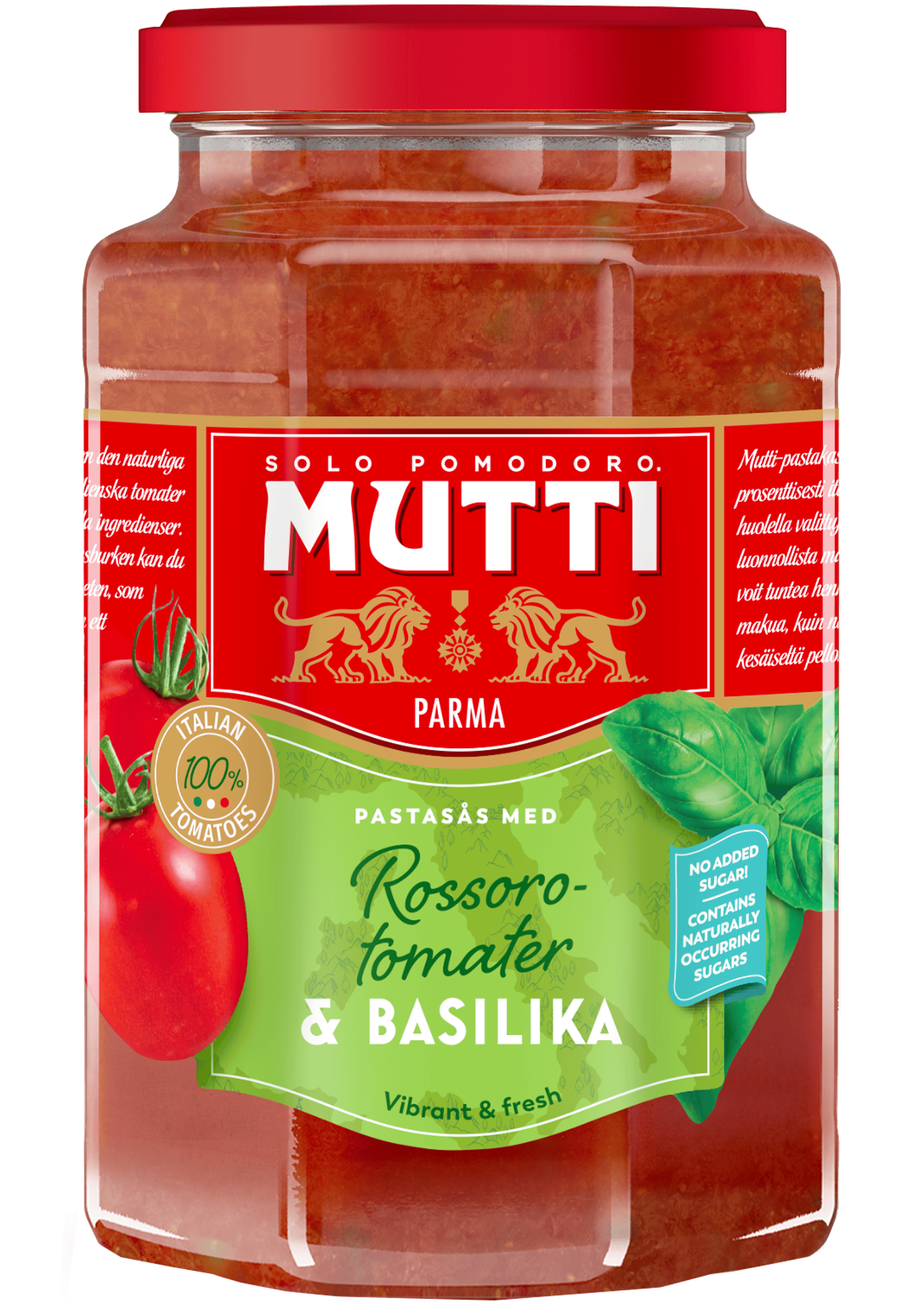 Pastasovs med basilikum