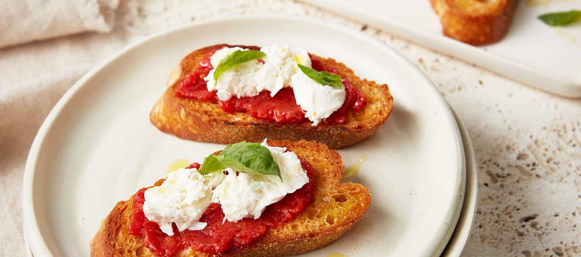 Bruschetta with finely chopped tomatoes