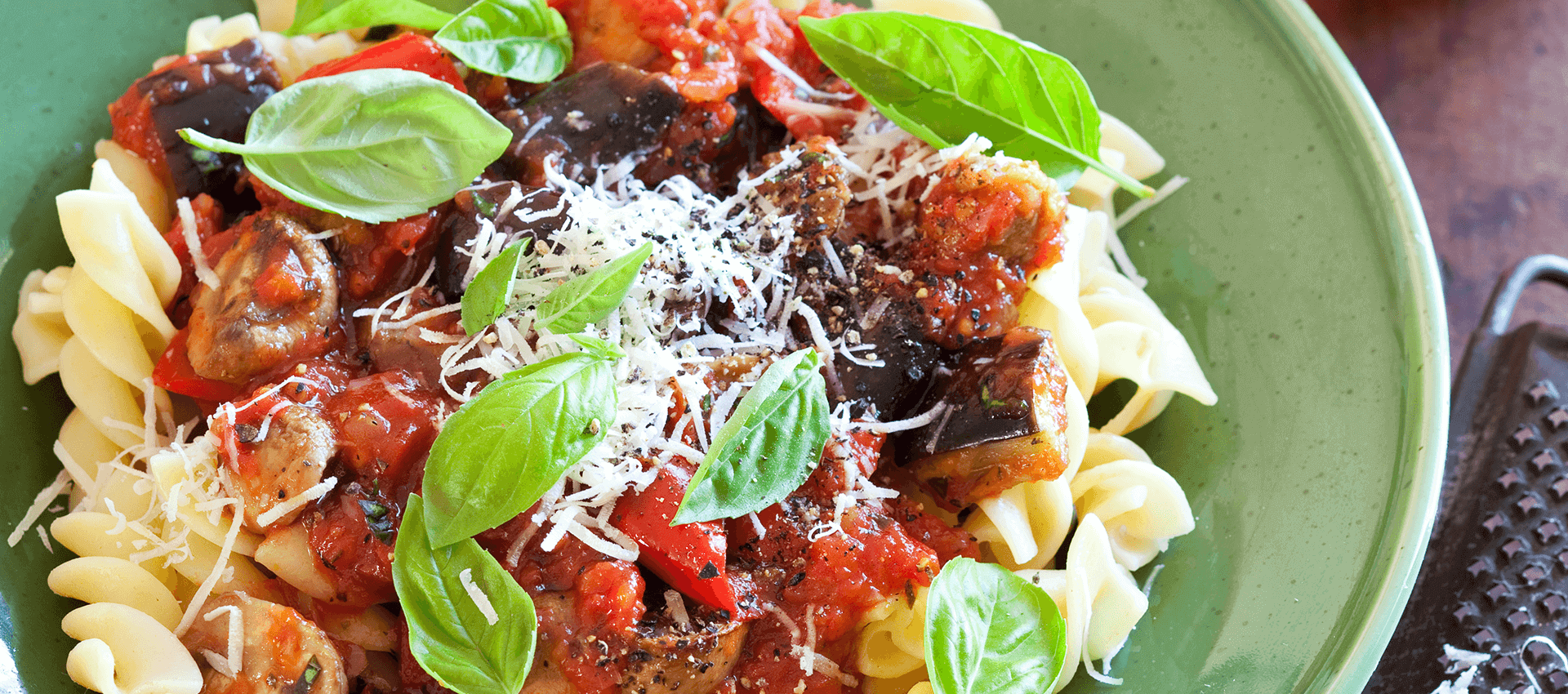 Roasted ratatouille pasta with chopped tomatoes