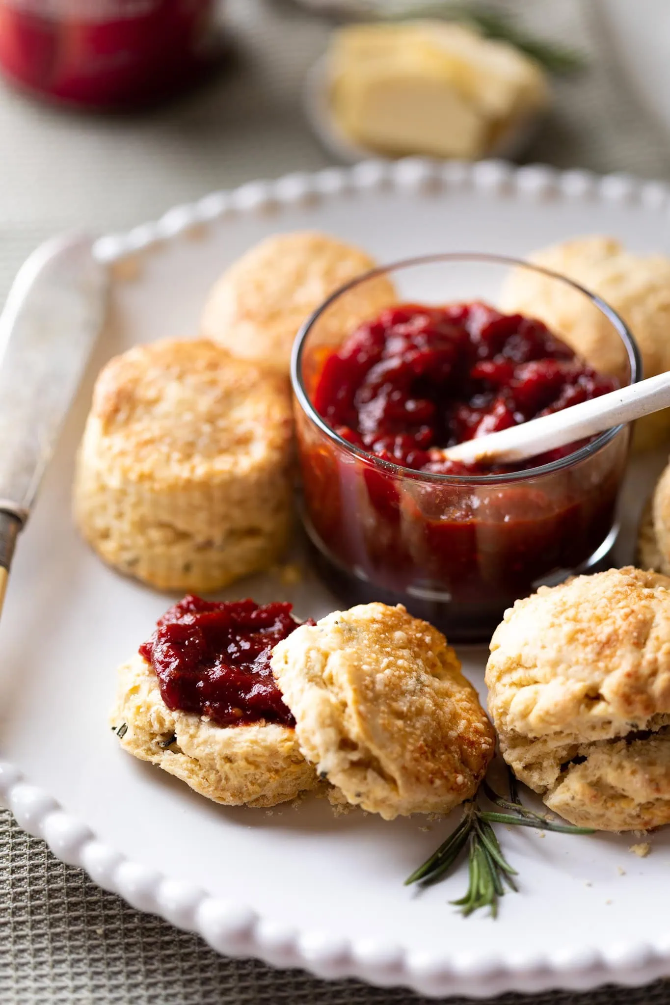 Rosemary parmesan scones with tomato jam Rosemary parmesan scones with tomato jam