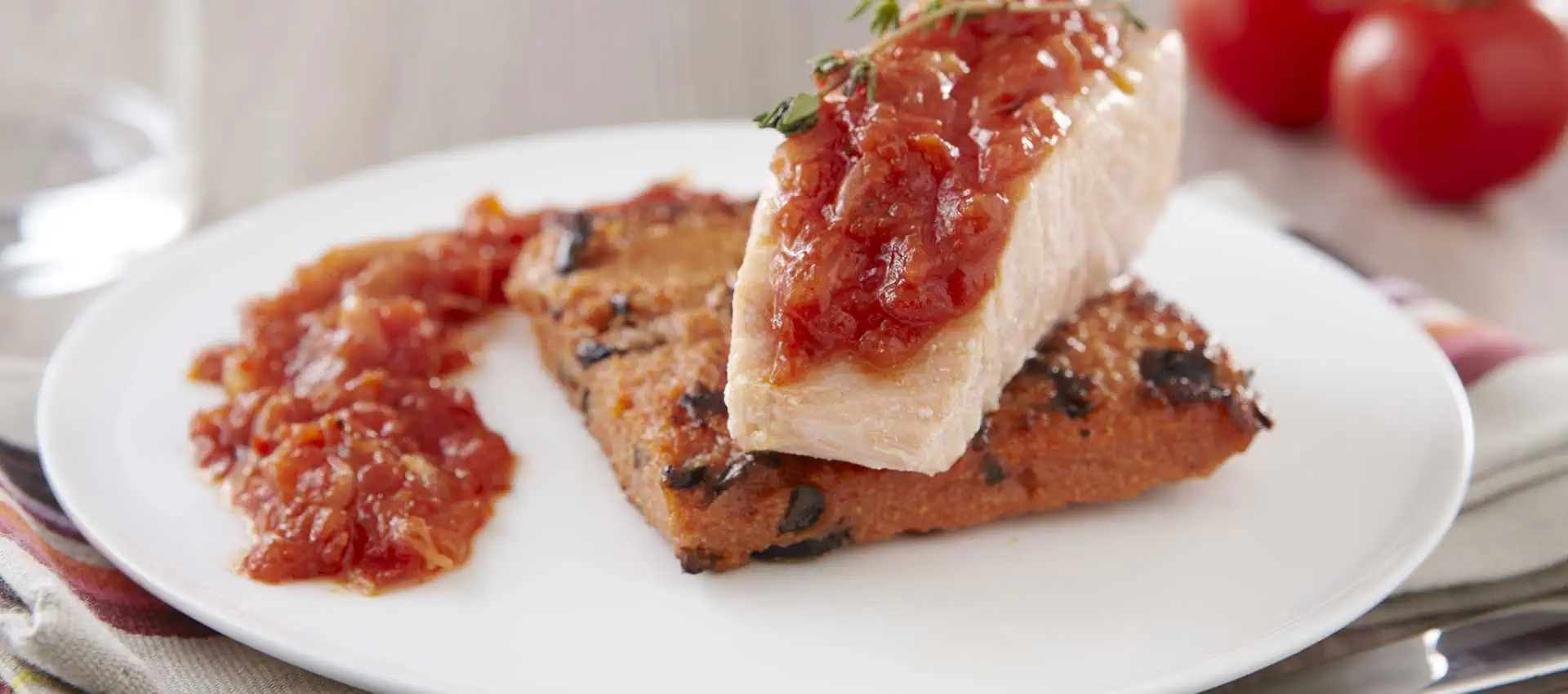 Salmon with Thyme Confit, Polenta and Tomatoes Salmon with Thyme Confit, Polenta and Tomatoes
