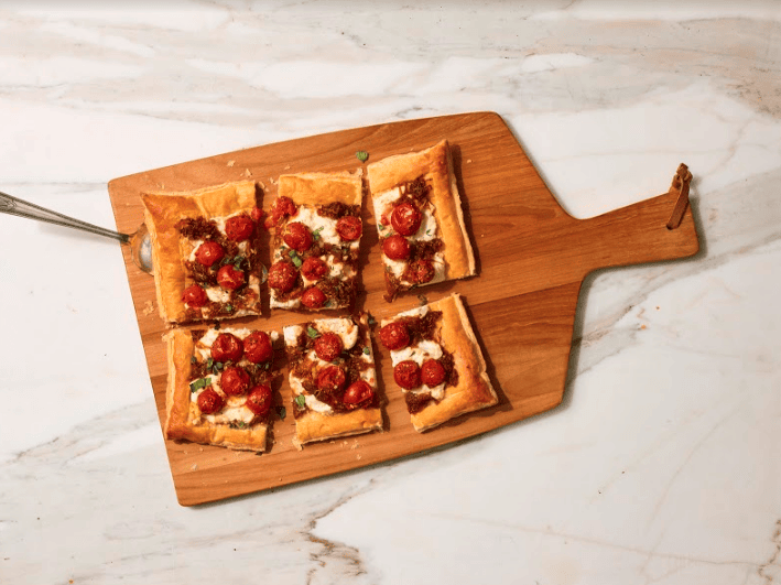 Cherry Tomato, Caramelized Onion and Herbed Ricotta Tart