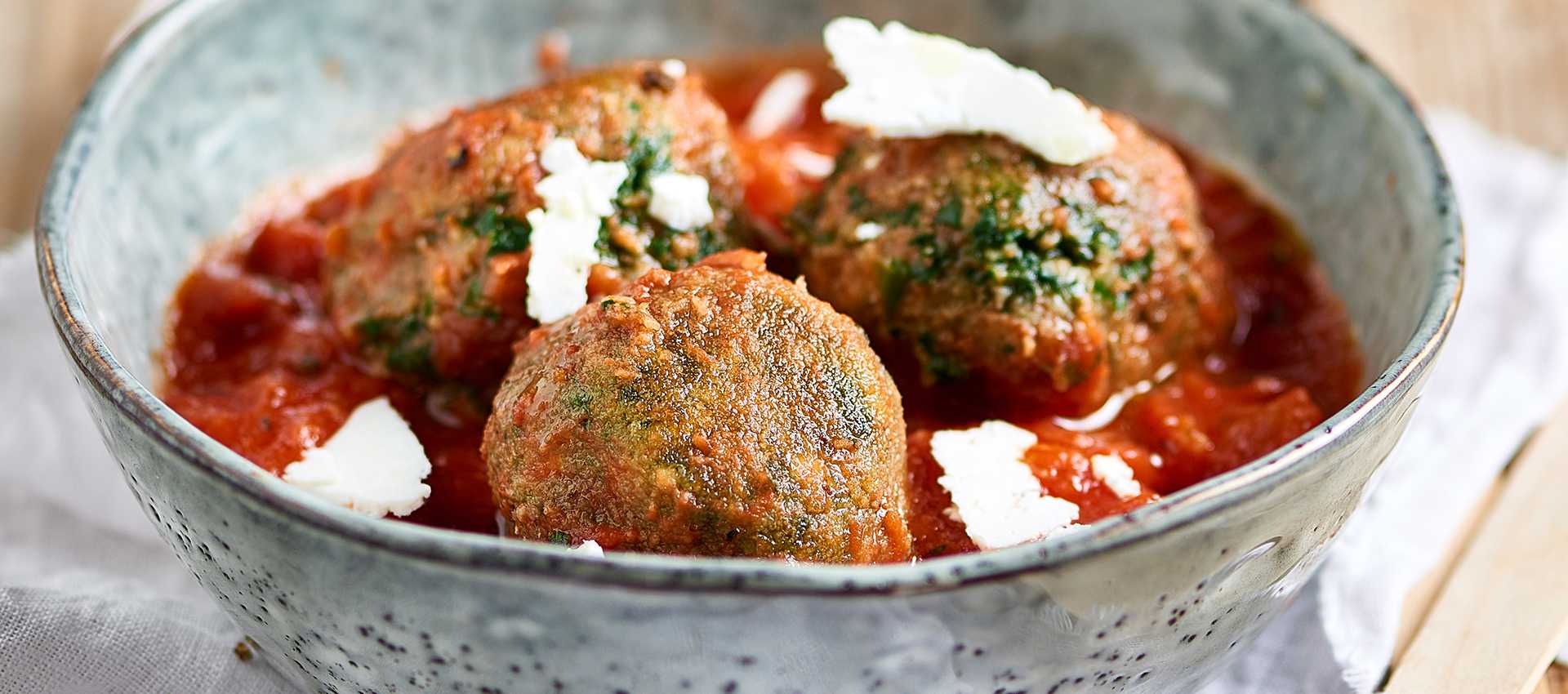 Polpettine di spinaci al sugo di pomodoro