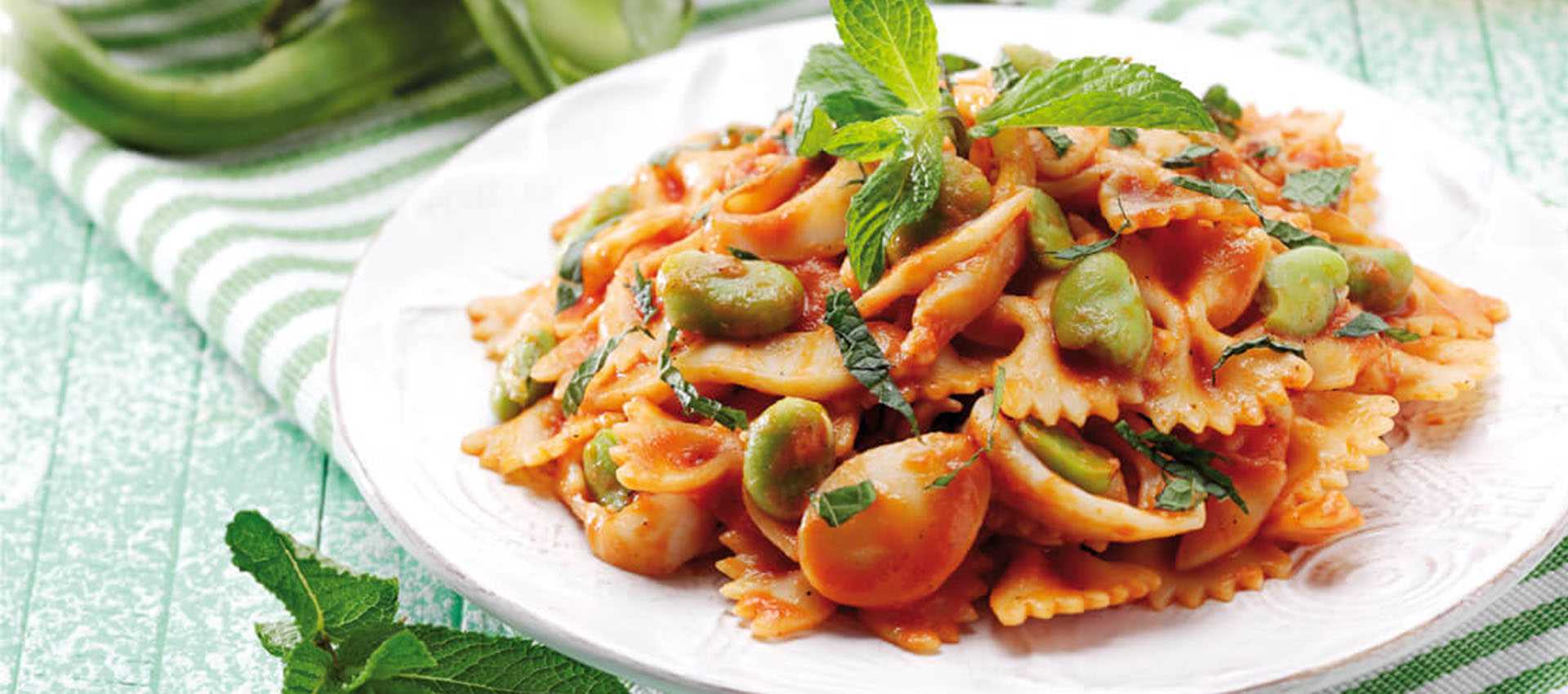 Ricetta delle Farfalle con fave e seppioline Ricetta delle Farfalle con fave e seppioline