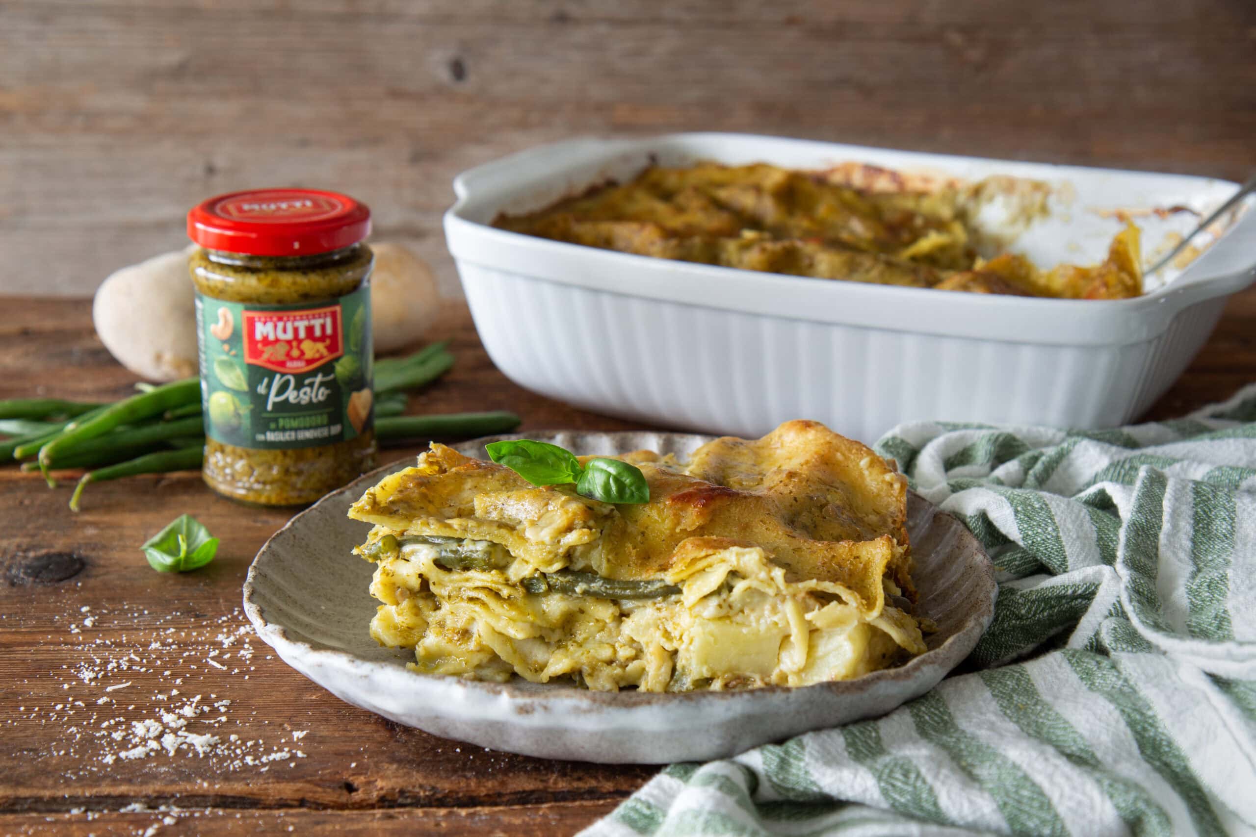 Lasagne al Pesto di pomodoro Mutti, patate e fagiolini