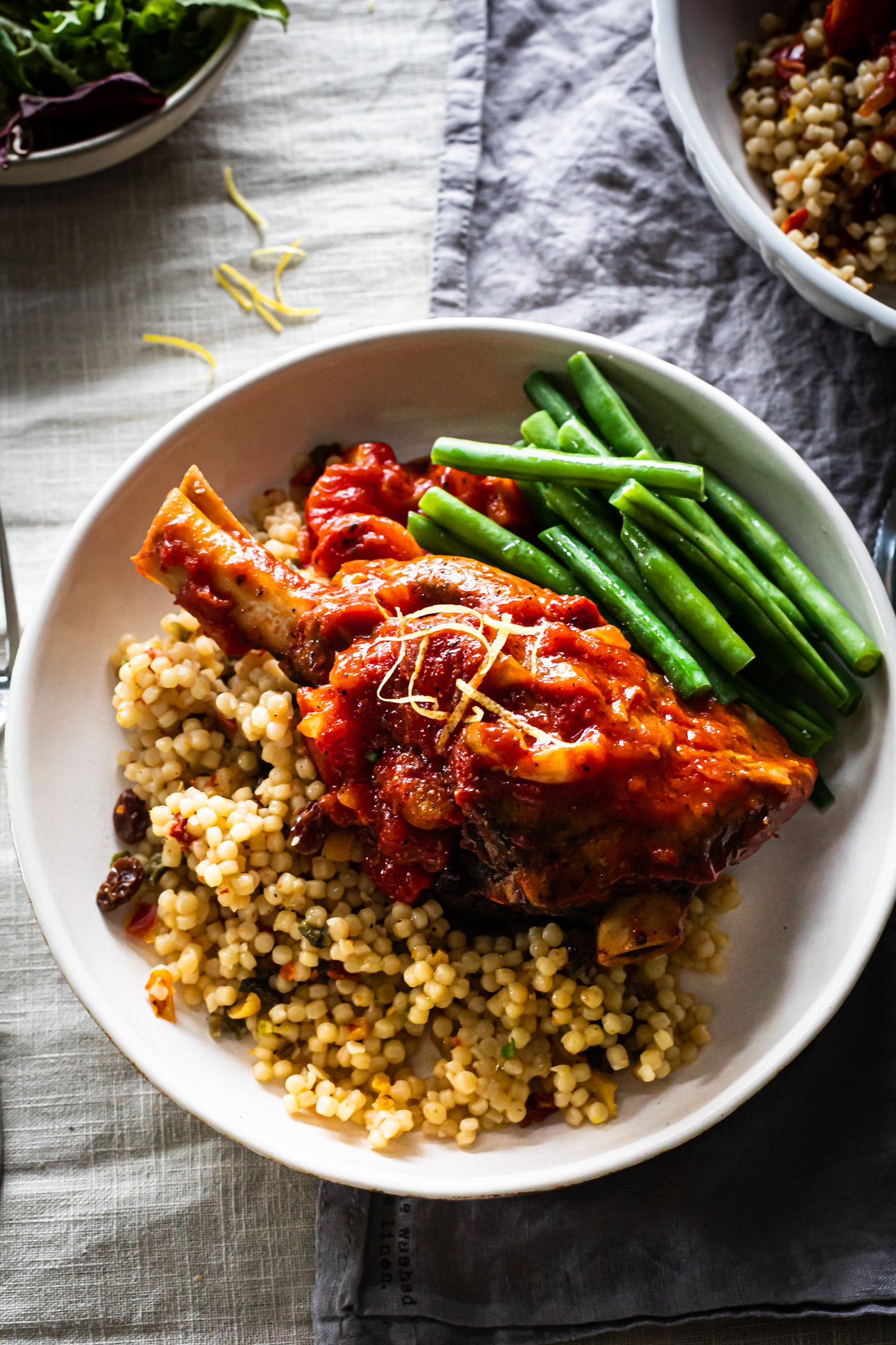 Moroccan lamb shanks with sieved tomatoes