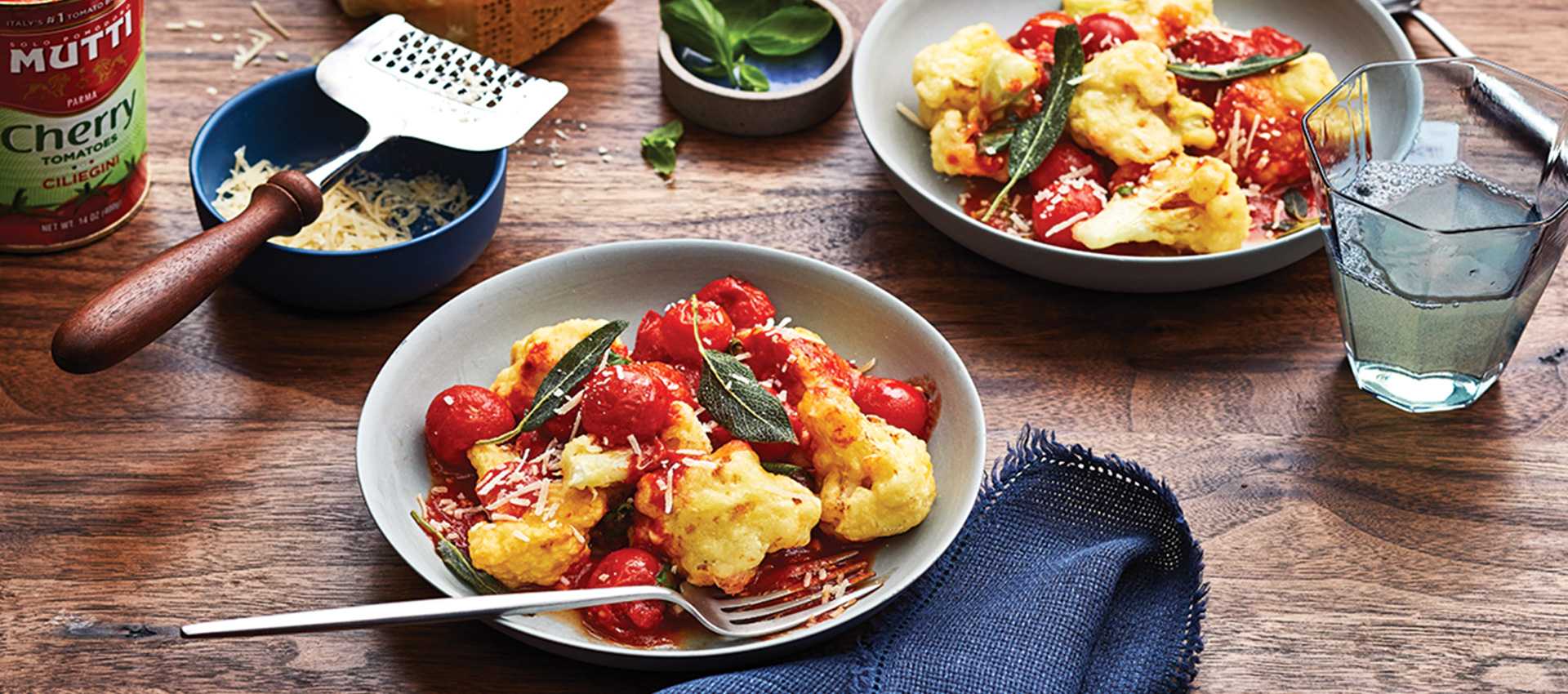 Crispy Cauliflower with Cherry Tomatoes and Parmigiano Reggiano